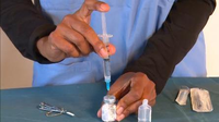 Preparing Ampicillin and Gentamicin for Injection